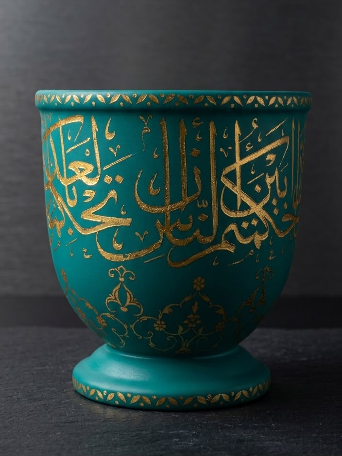Turquoise ceramic green bowl.